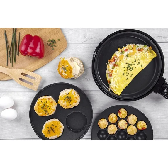 Cucina Pro Multi Baker Deluxe- Baking Made Easy- Electric Appliance w Temp Control, 3 Interchangeable Skillets for Grilling, Baking or Dessert