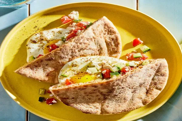 Egg Tomato & Feta Breakfast Pita