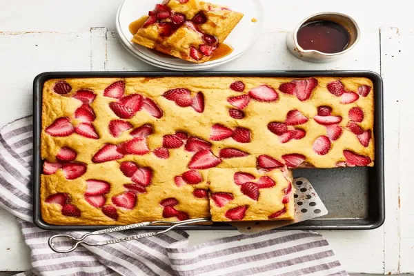 Strawberry Sheet Pan Pancakes