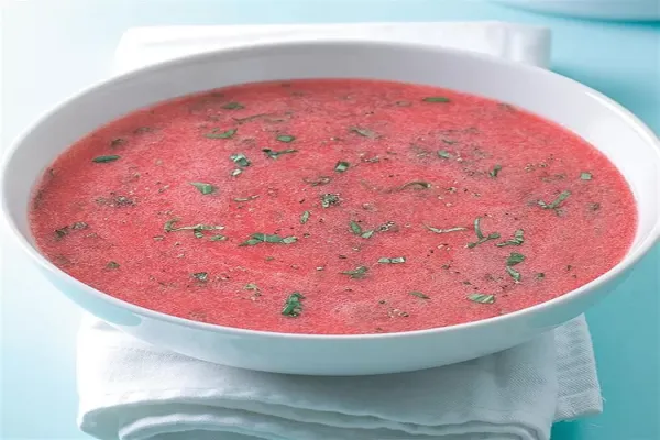 Chilled Strawberry Rhubarb Soup