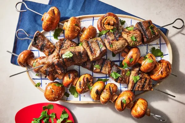 Balsamic Steak & Mushroom Skewers