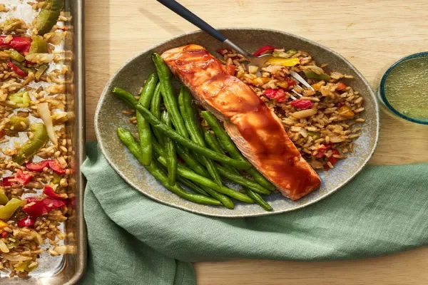 Sheet Pan Teriyaki Salmon with Green Beans