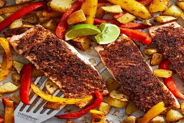 Sheet Pan Chili Lime Salmon with Potatoes