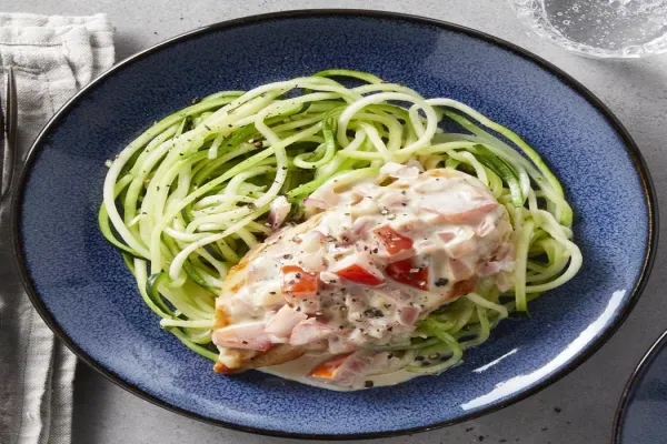 20 Minute Chicken Cutlets & Zucchini Noodles with Creamy Tomato Sauce