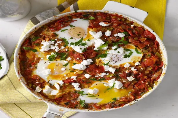 Shakshuka with Roasted Tomatoes Eggs Poached in Roasted Tomato Sauce