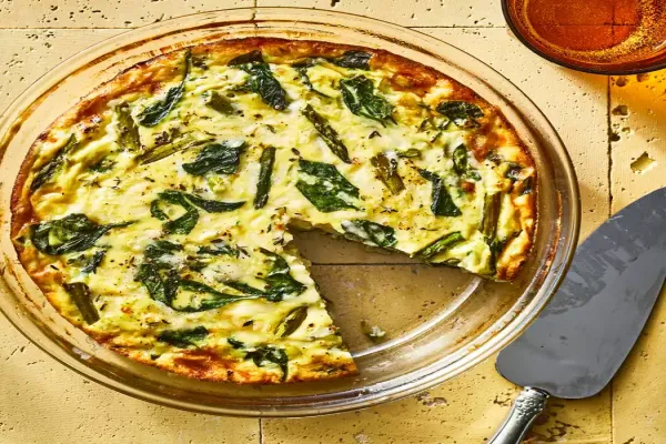 Crustless Spinach & Asparagus Quiche with Gruyere