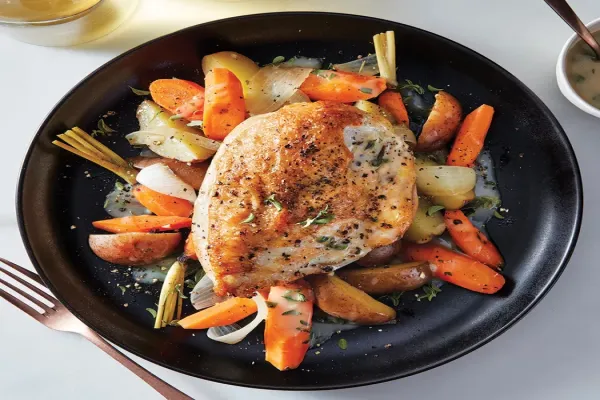 Slow Cooker Chicken with Potatoes Carrots & Herb Sauce