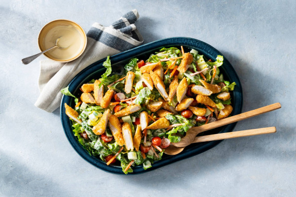 Crispy Chicken Salad with Yummy Honey Mustard Dressing