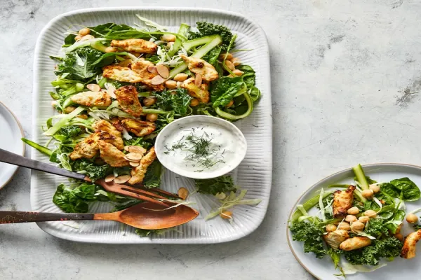 Air Fryer Tempura Artichoke Salad with Lemon Dill Dressing