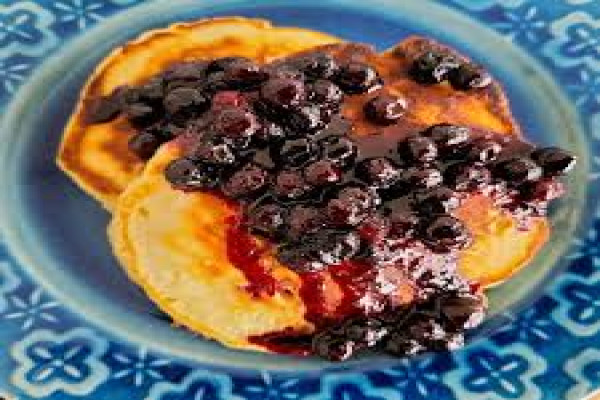 Lemon Yogurt Pancakes with Blueberry Topping
