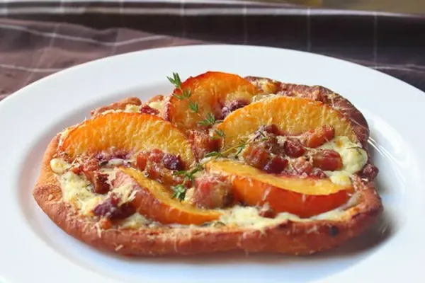 Fried Peach and Pancetta Pizza