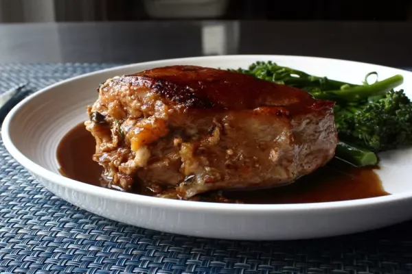 Peach Stuffed Pork Chops
