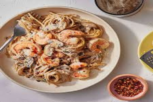 Shrimp and Mushroom Linguini with Creamy
