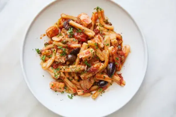 Escargot and Pollock over Spinach Noodles