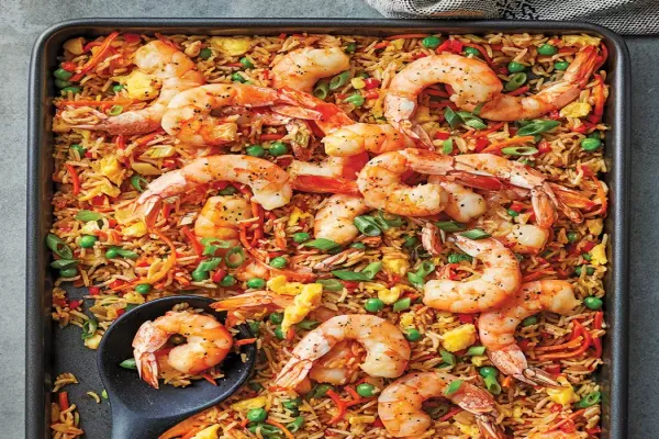 Sheet Pan Shrimp Fried Rice