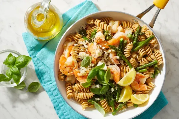 Lemon Asparagus Pasta with Shrimp