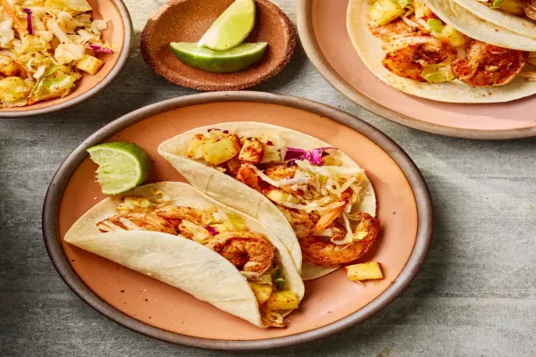 Tajin Shrimp Tacos with Cabbage Slaw