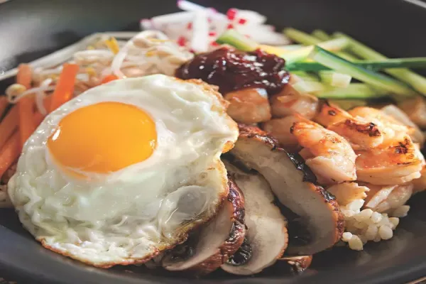 Bibimbap with Grilled Shrimp & Mushrooms