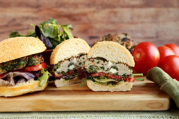 Goat Cheese and Spinach Turkey Burgers