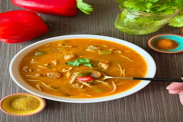 Sopa de Fideos Chicken Noodle Soup with Sofrito