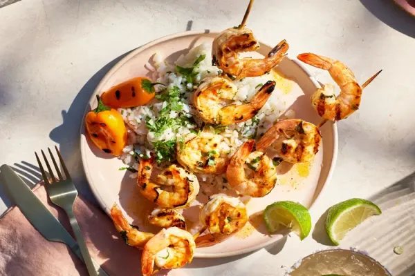 Grilled Shrimp Skewers with Citrus and Charred Thyme
